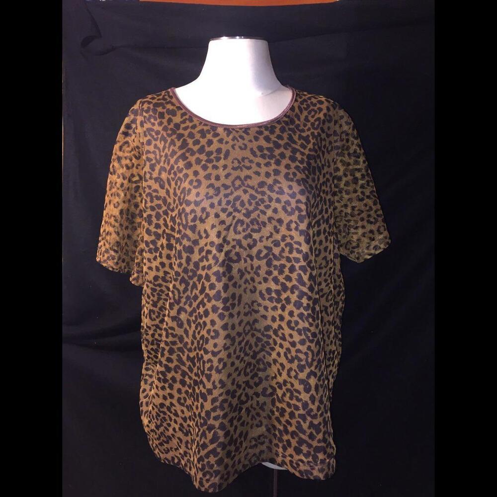 Designs & Co Lane Bryant Animal Print Blouse Womens 22/24 Vintage
